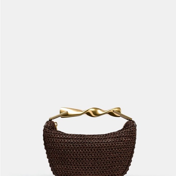 Zara Handbags - NWT Zara Woven Handbag with Gold Twist Handle